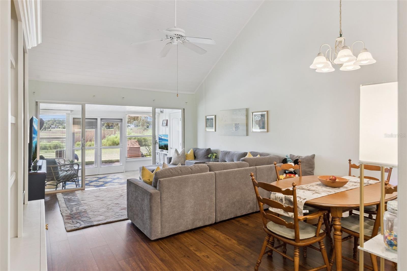 Cathedral ceiling and no carpeting add to the polished feeling of this home. Cathedral ceiling and no carpeting add to the polished feeling of this home.
