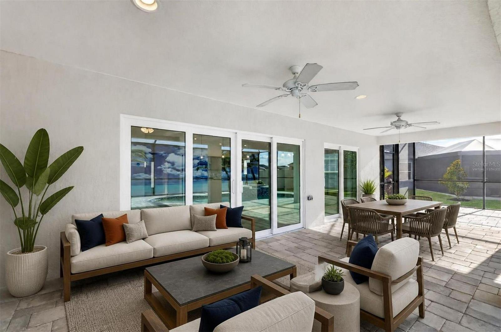 Paver Lanai with Extended Birdcage-Virtually Staged