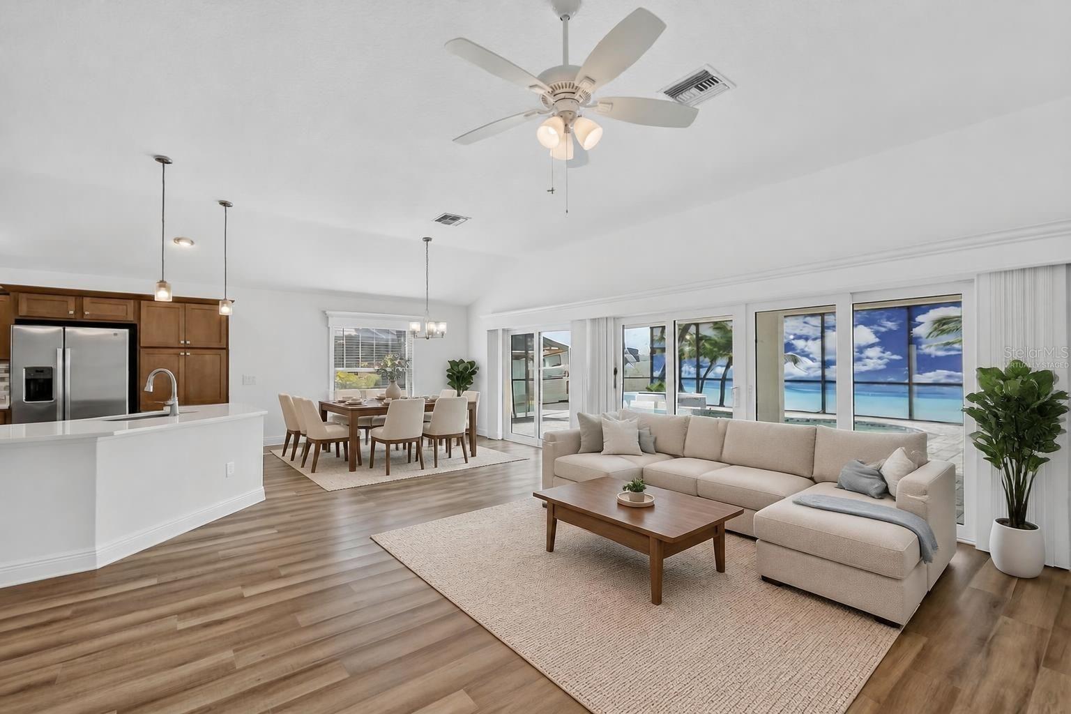 Living, Dining, and Kitchen-Virtually Staged