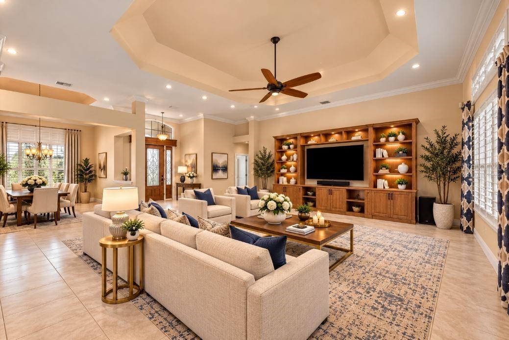 Virtually staged Living room.