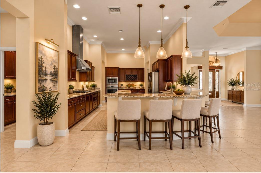 Virtually staged kitchen counter.