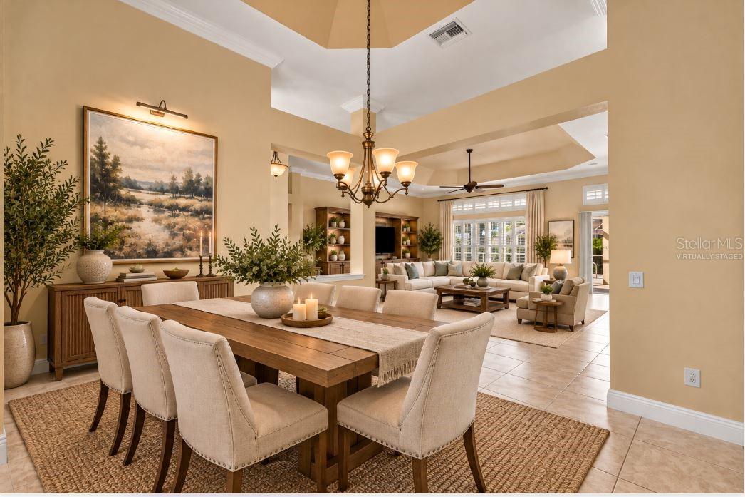 Formal dining room virtually staged.