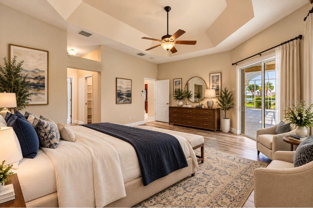 Master bedroom virtually staged.