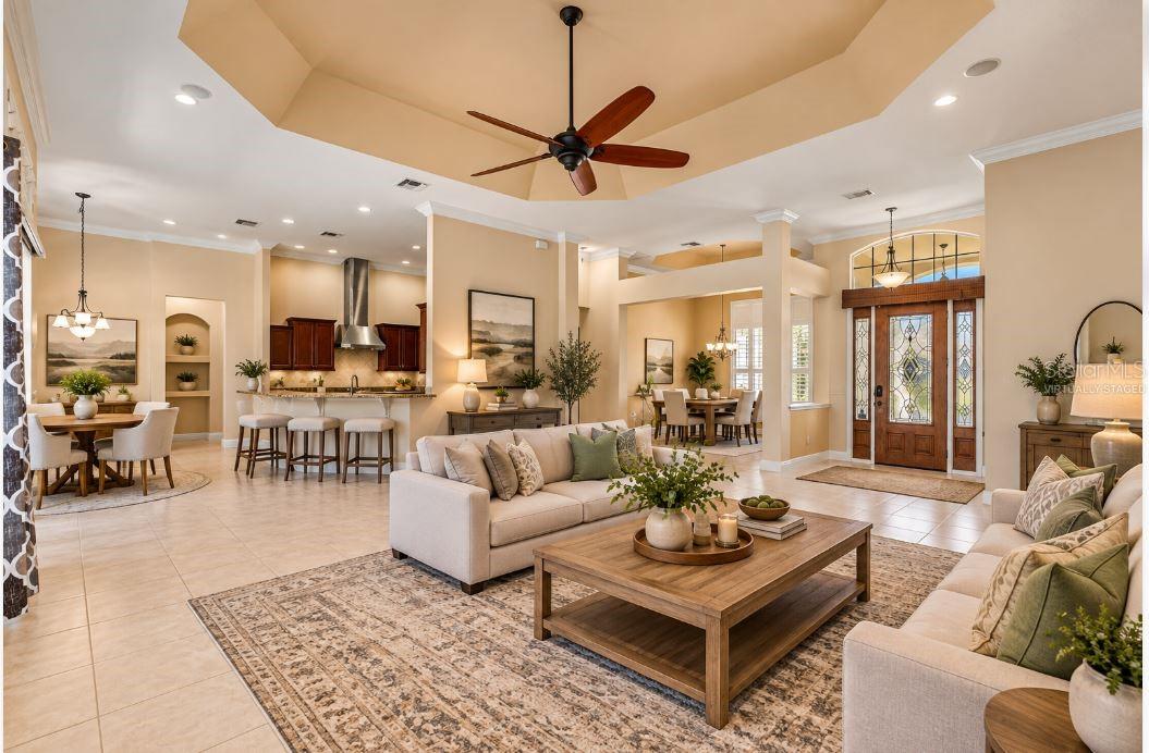 Virtually staged Living room.