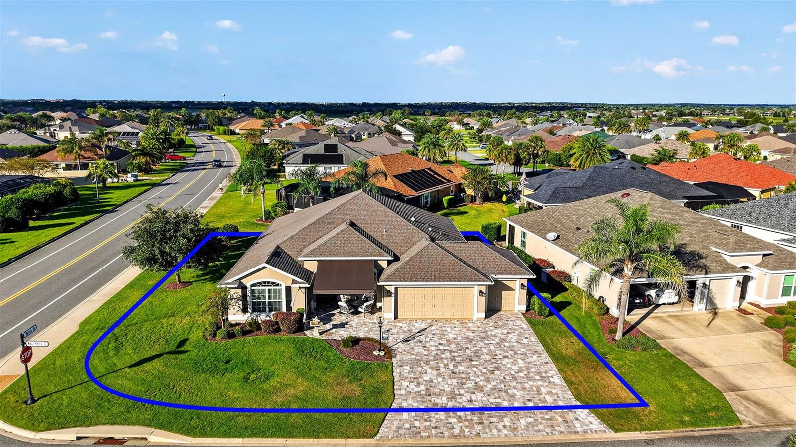 Aerial Front Elevation with Large Corner Lot and Property Lines Aerial Front Elevation with Large Corner Lot and Property Lines