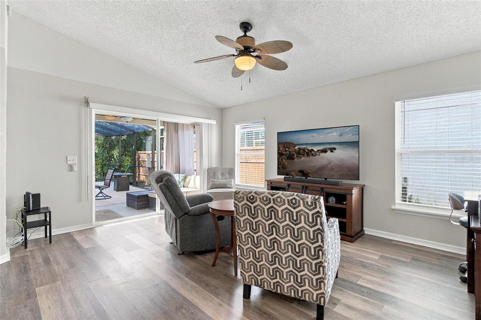 Family Room with Sliding Doors to Pool