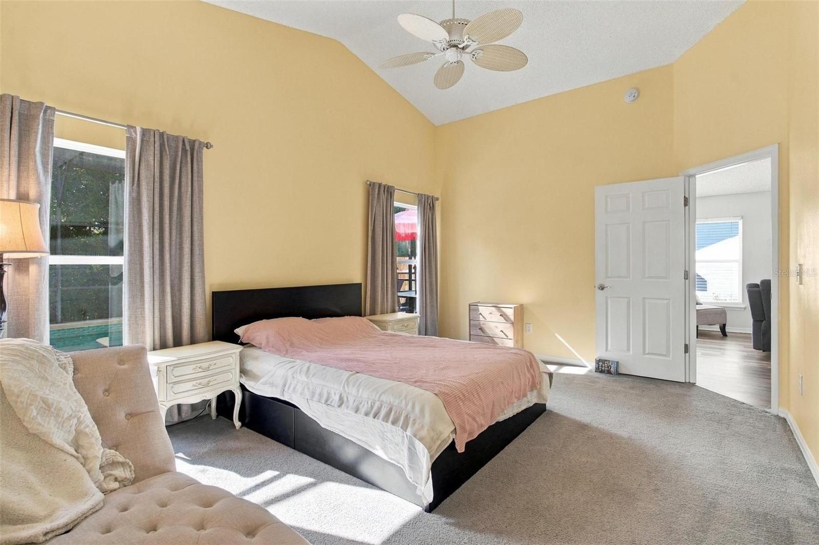 Primary Bedroom with High Ceilings