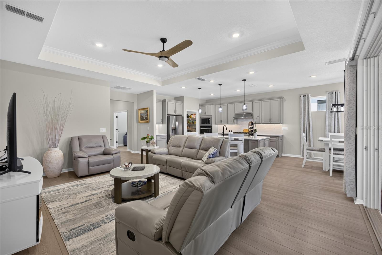 Tray Ceiling in Family Room