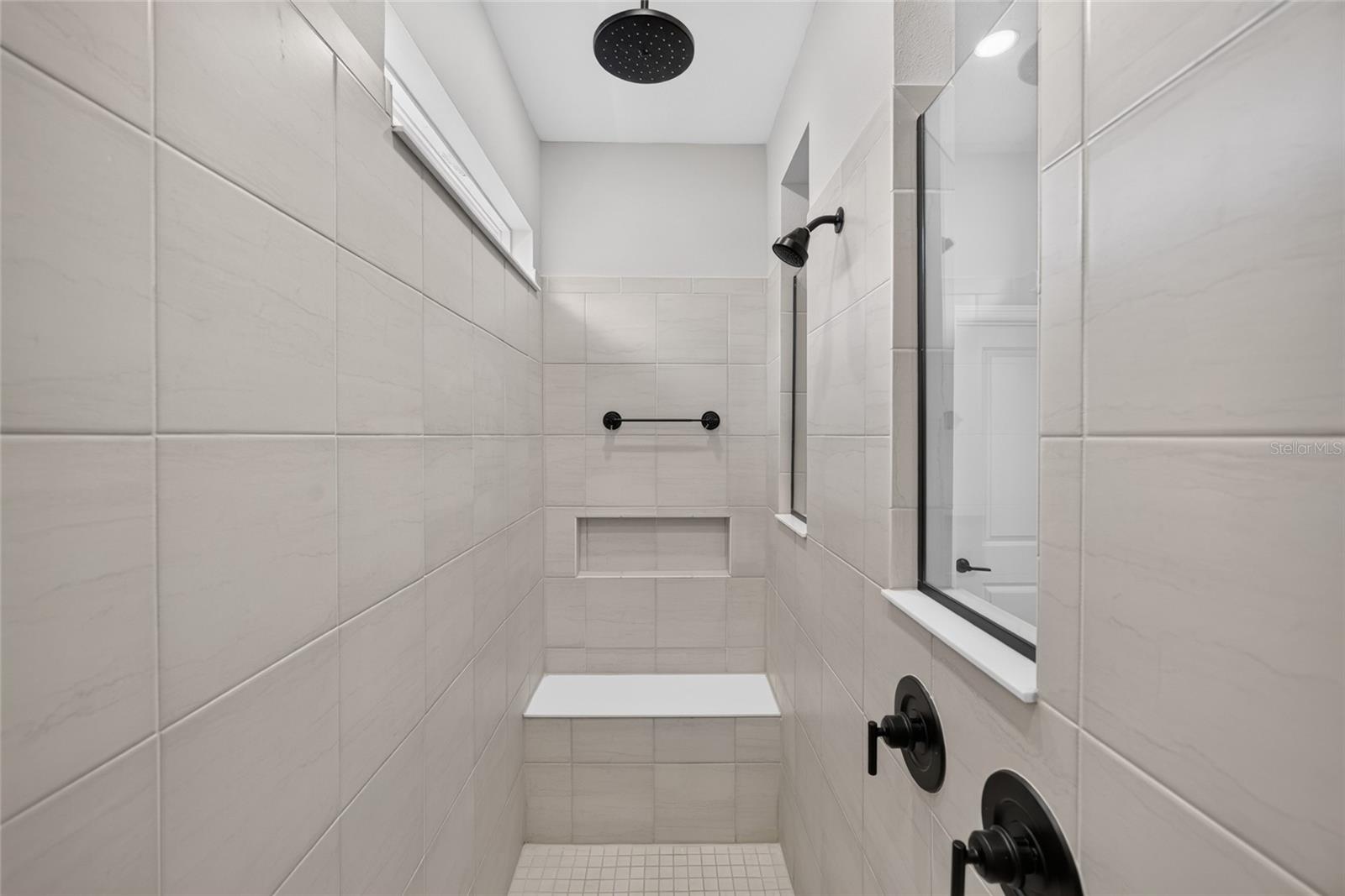 Huge Walk-In Shower with Eyebrow Window for Natural Light