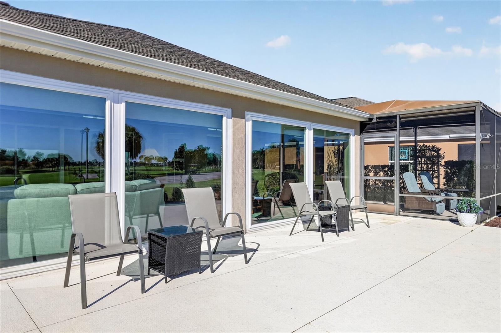 Rear Patio Overlooking Golf and Water Views