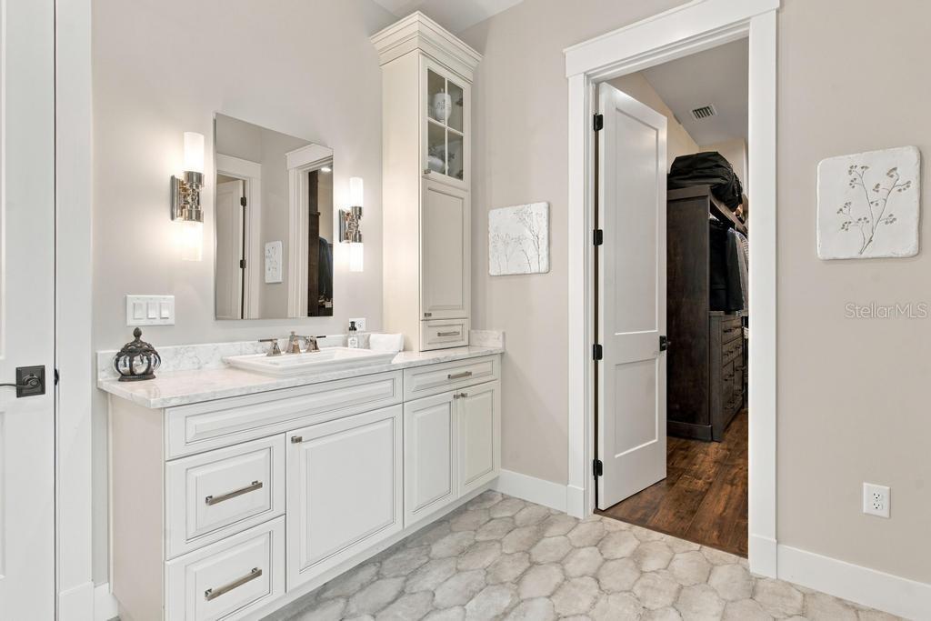 Second vanity space with built in medicine cabinets