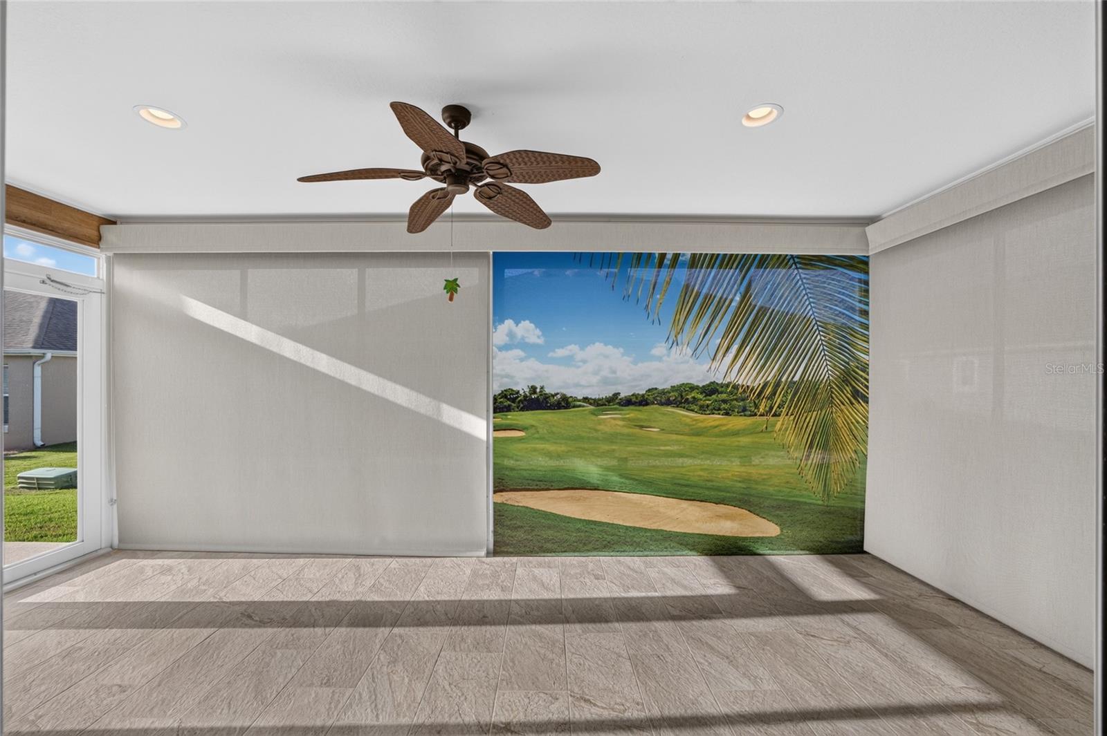 Glass Enclosed Florida Room with Custom Shades