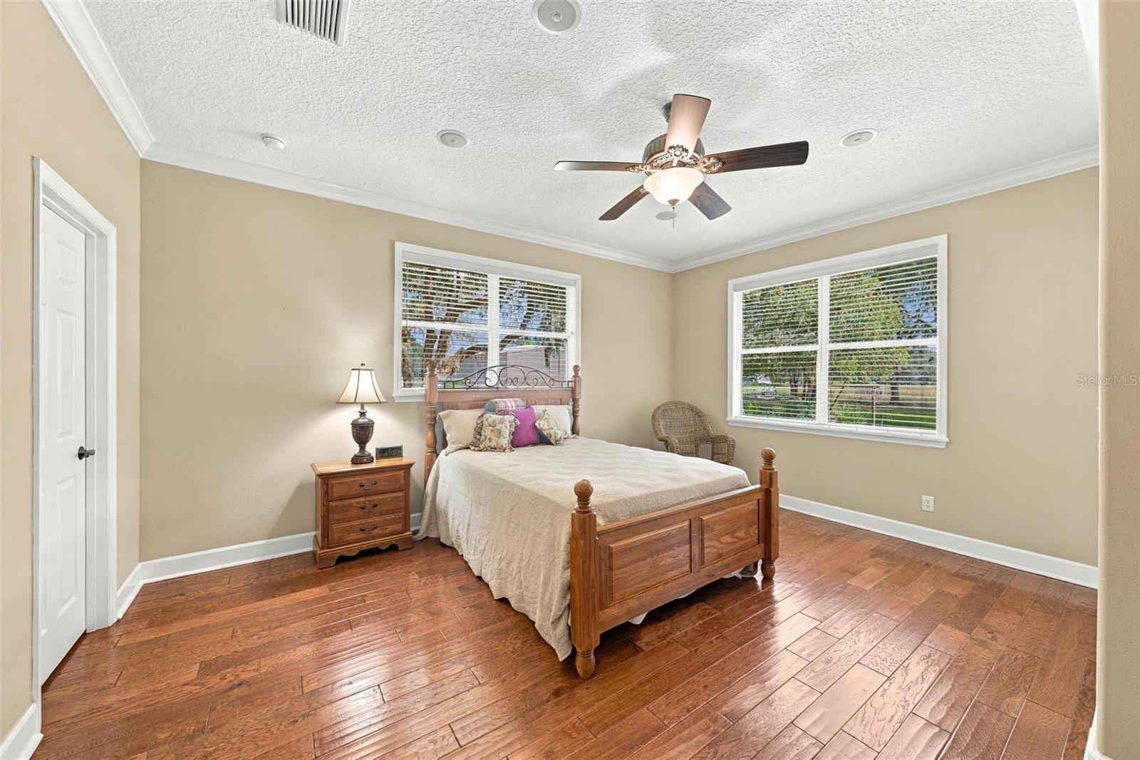 2ND PRIMARY SUITE IN GUEST WING WITH LARGE WINDOWS & CROWN MOLDING.