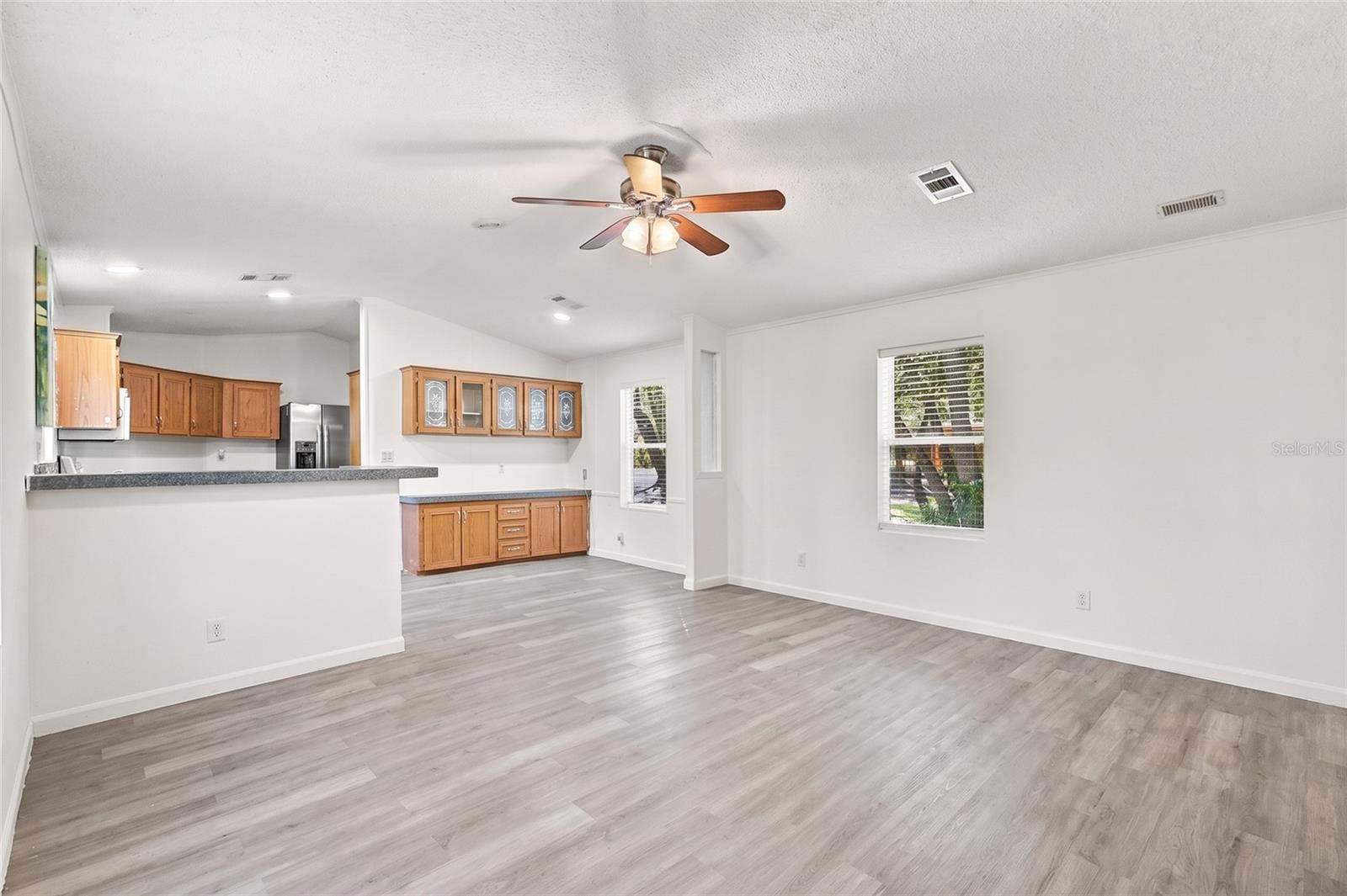 Living room, dining room & kitchen