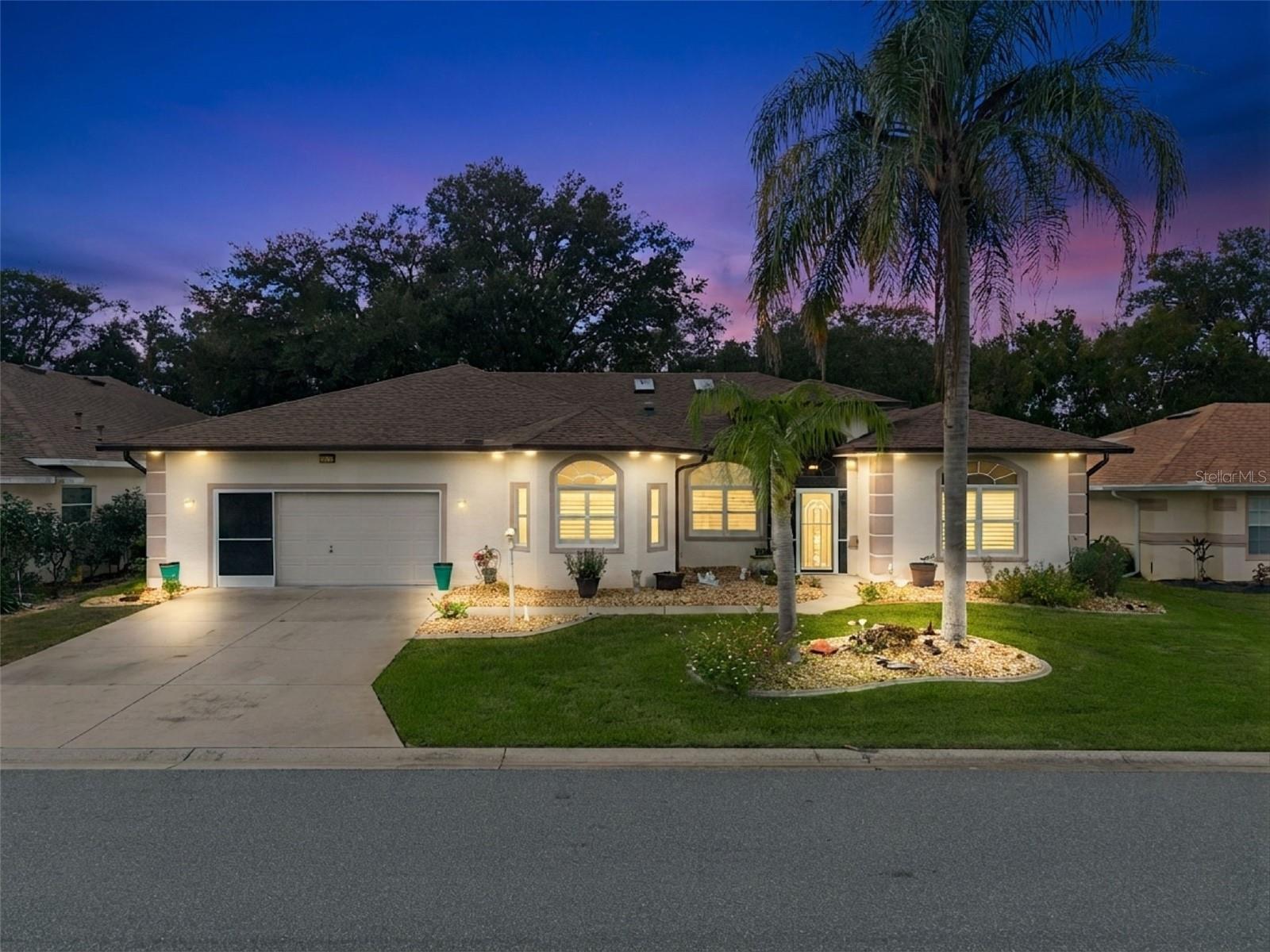 Twilight front elevation