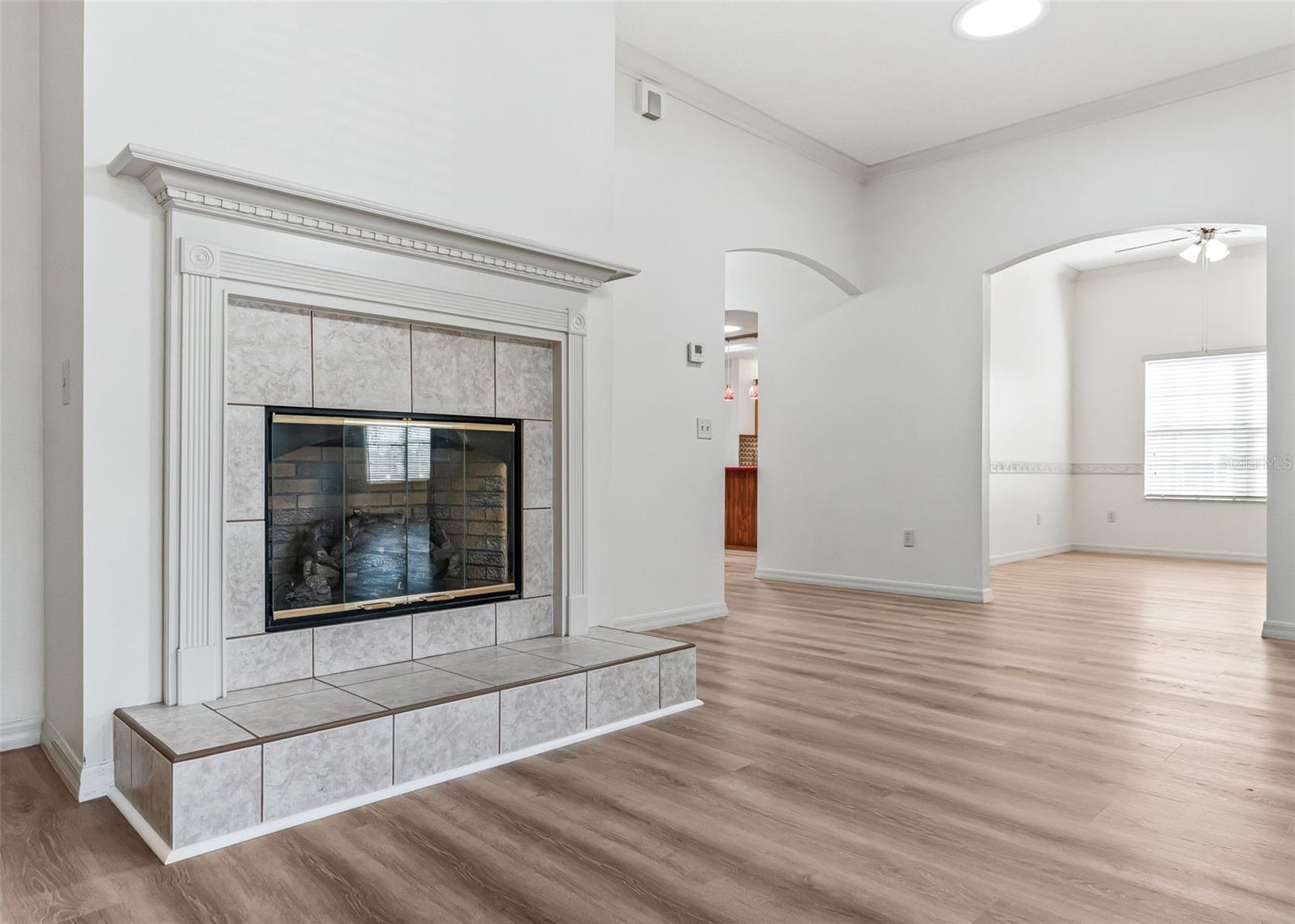 Gas Fireplace Facing Bonus Room.