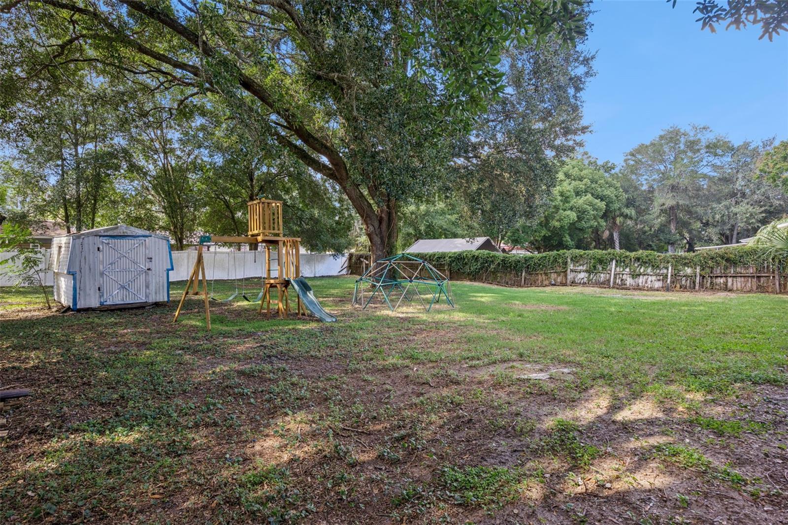 Back yard is spacious.