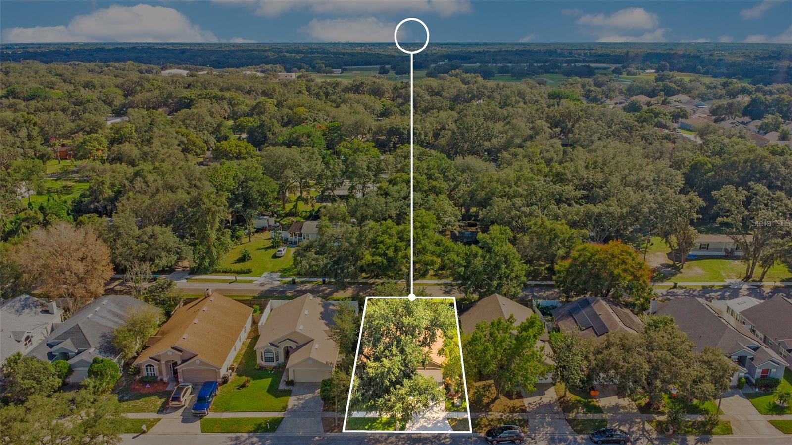 Aerial of Home Outlined