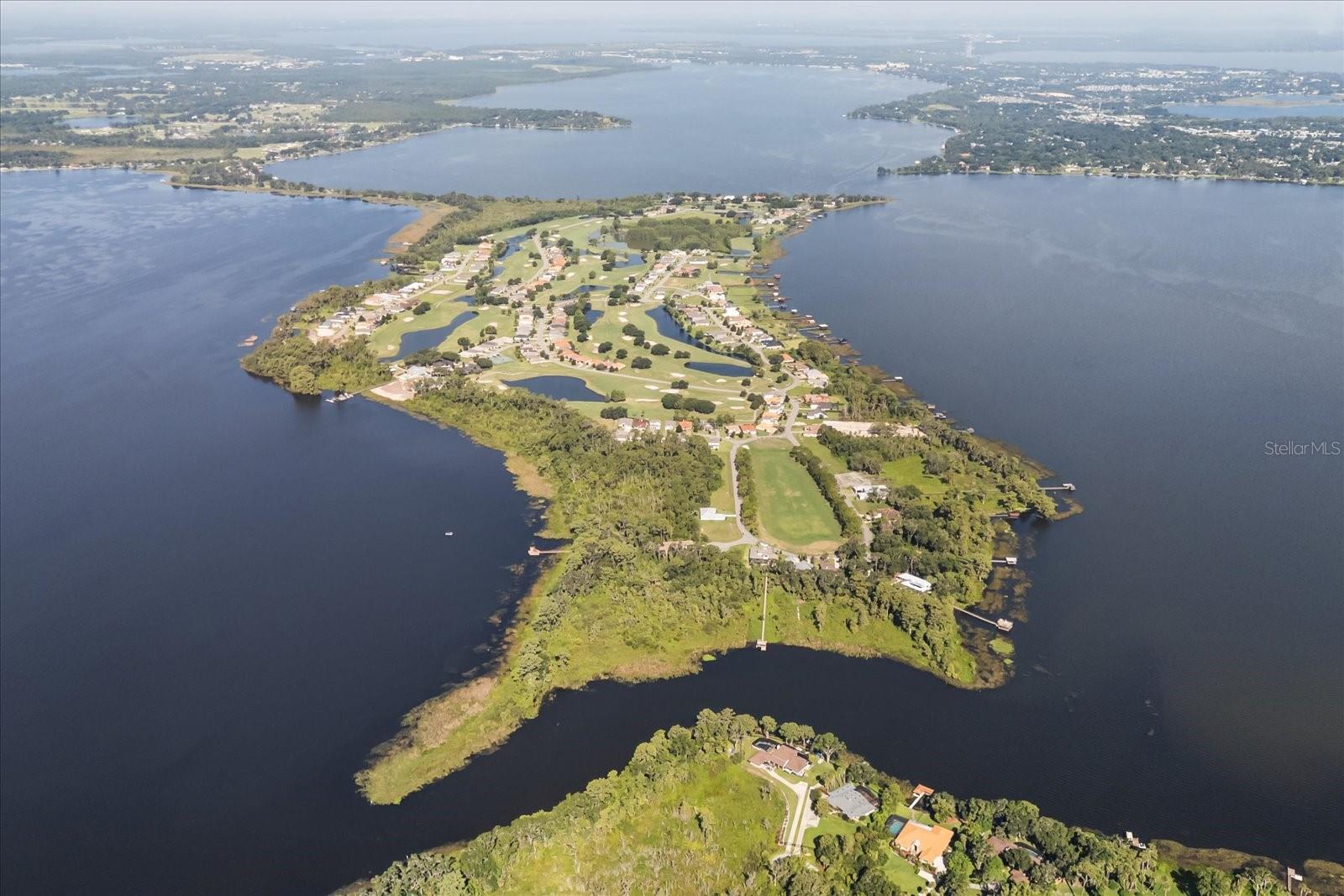 Deer Island - Lake Dora on right, Lake Beauclair on left
