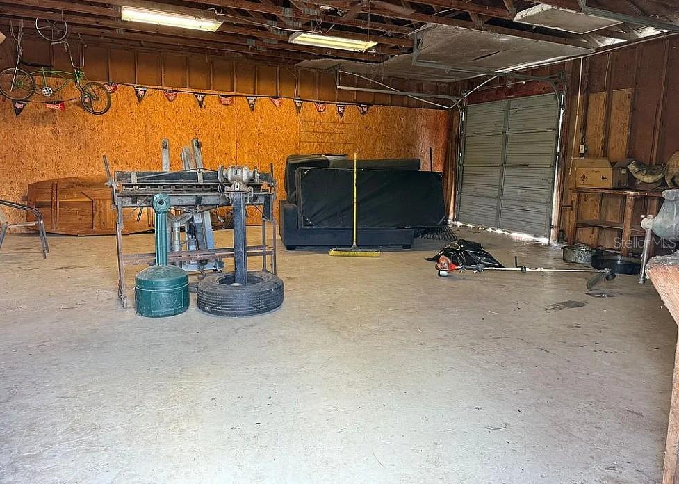 Interior of detached garage