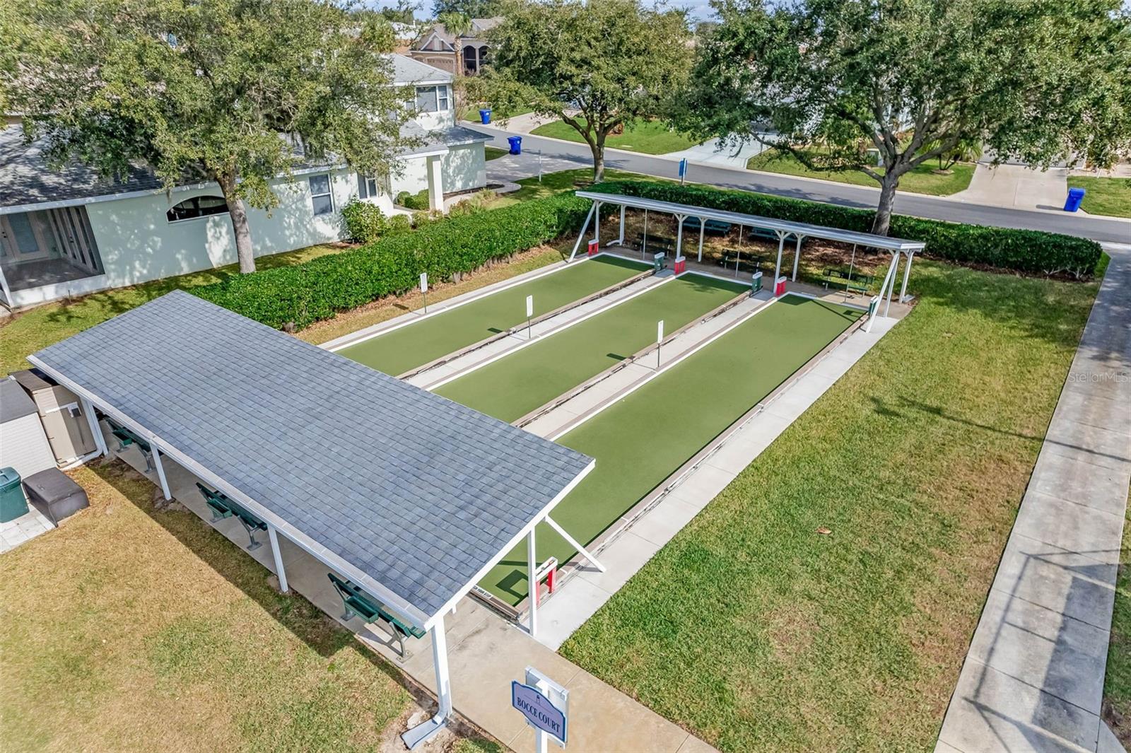 Covered bocce courts.