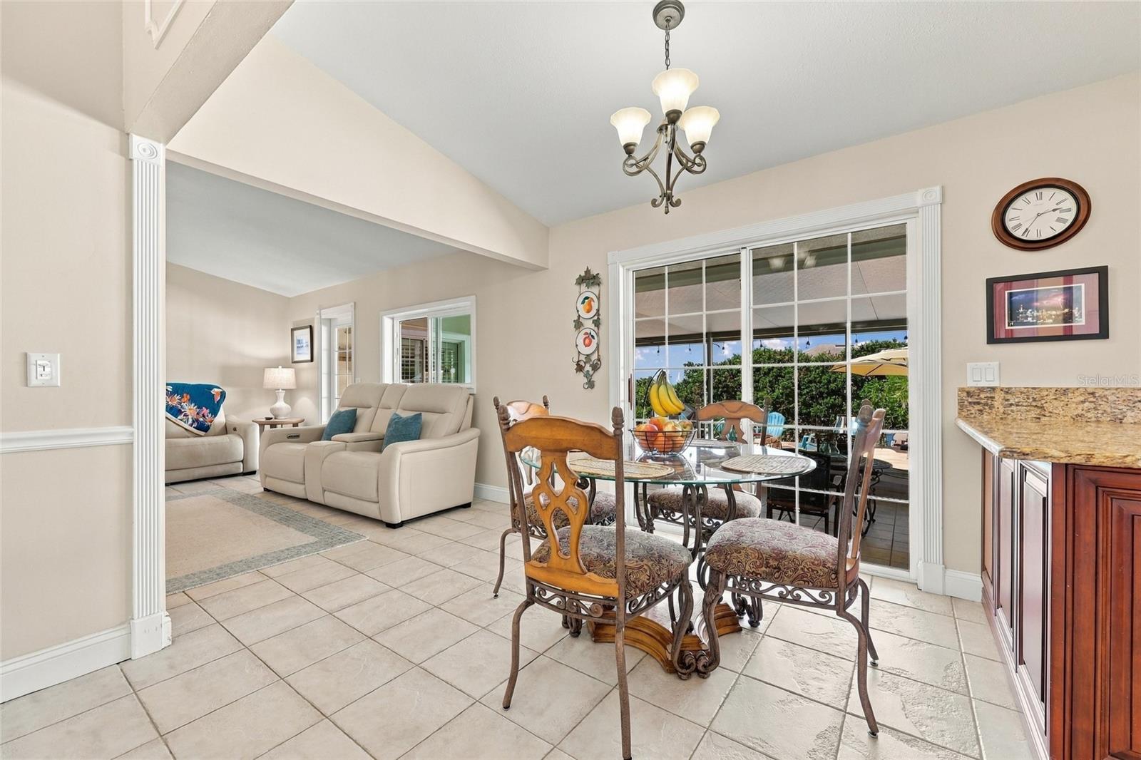 Eat in kitchen area with sliders to lanai
