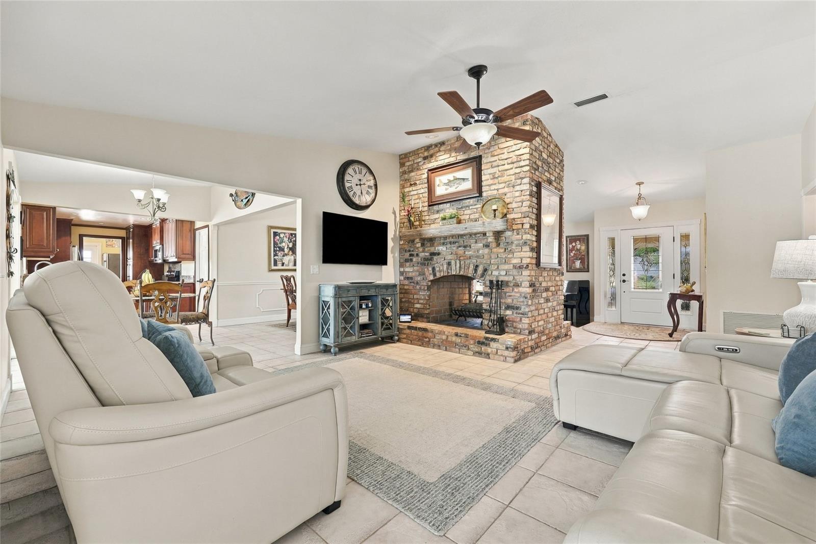 Family room with tile floor