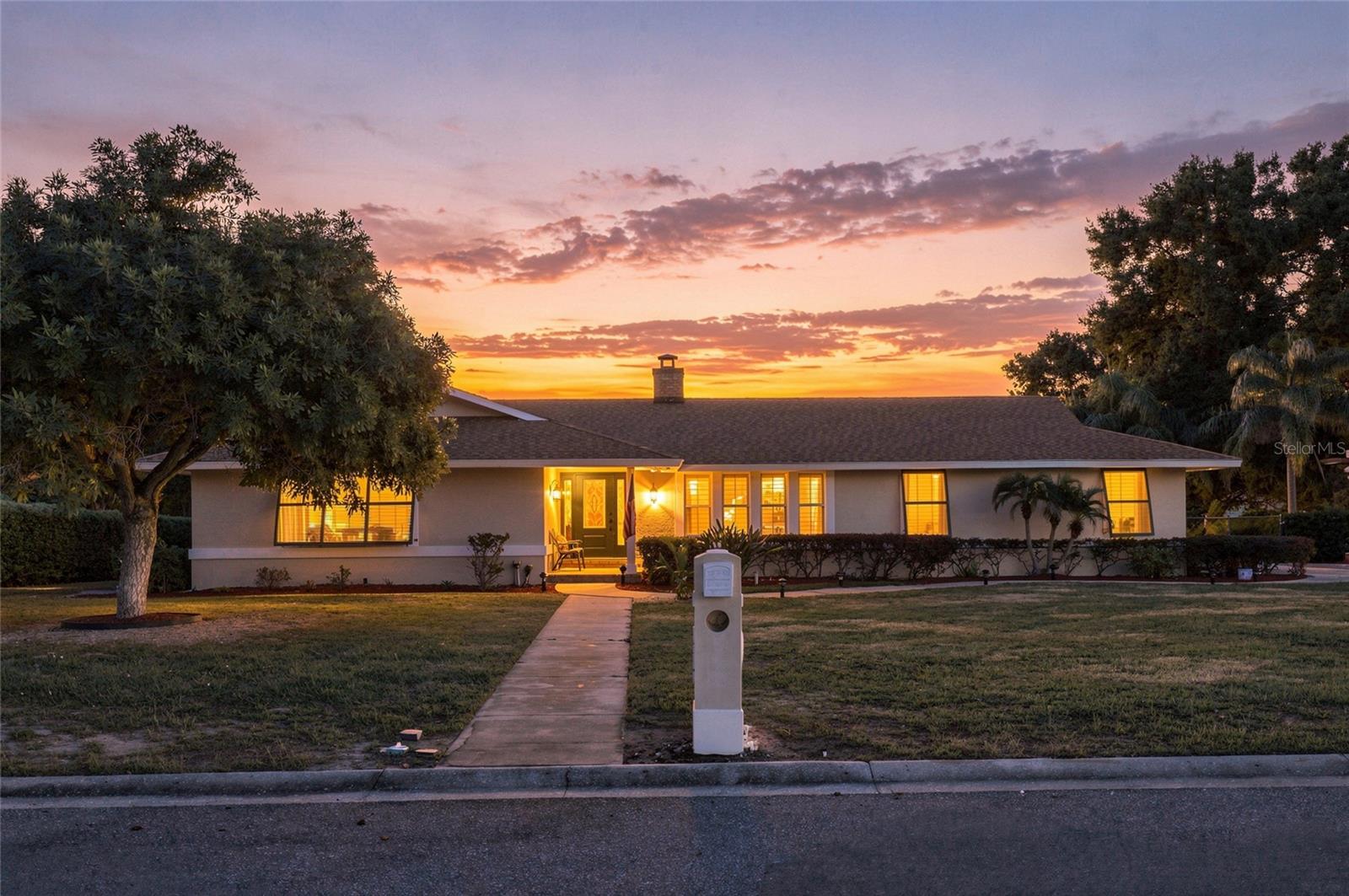 Front of home at sunset