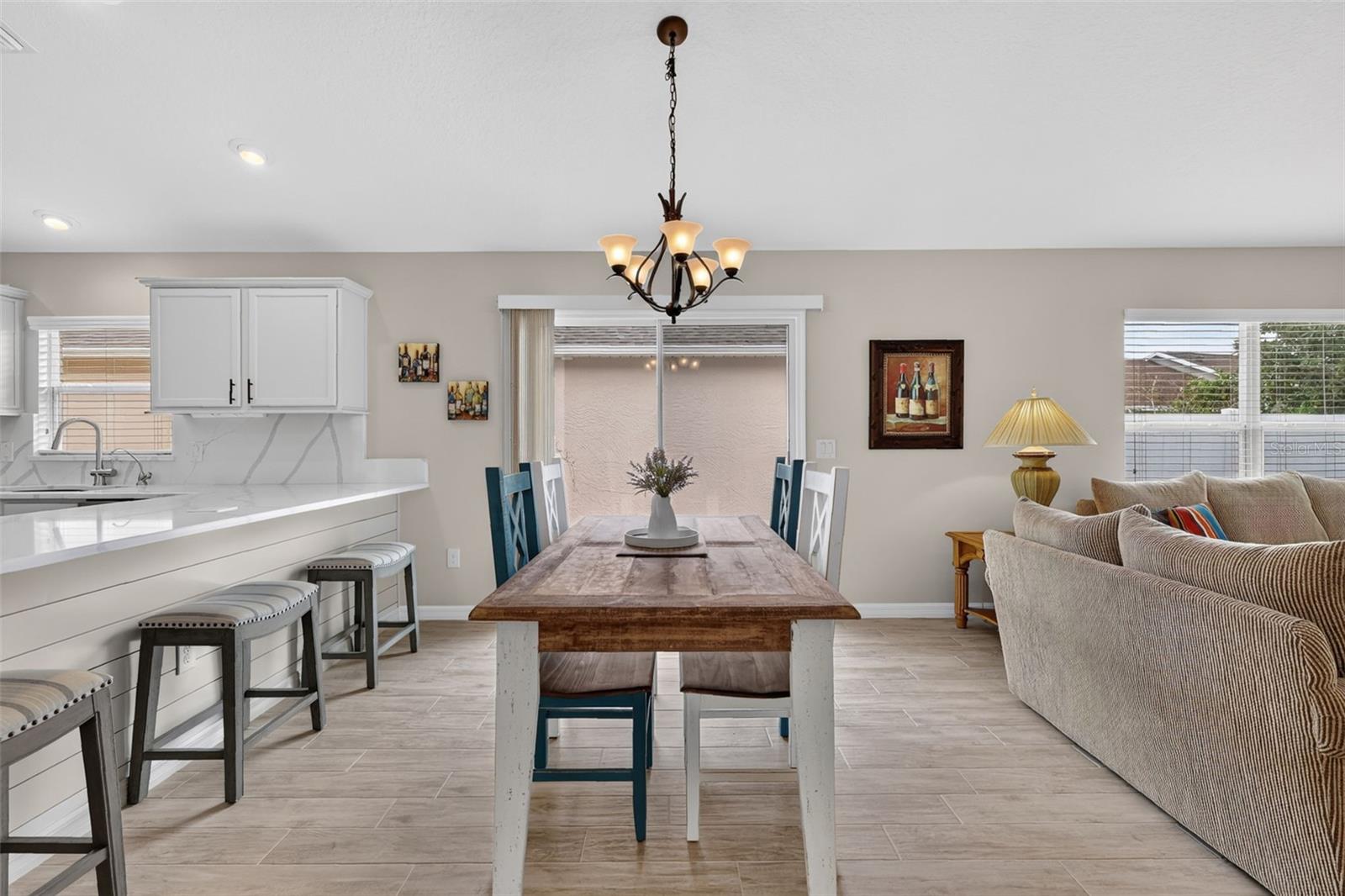 Dining Room with Sliding Doors to the Side Patio