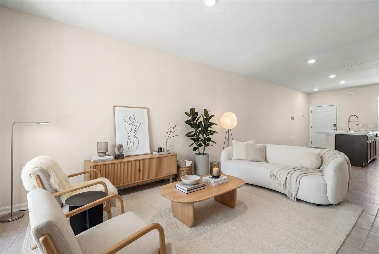 virtually staged great room