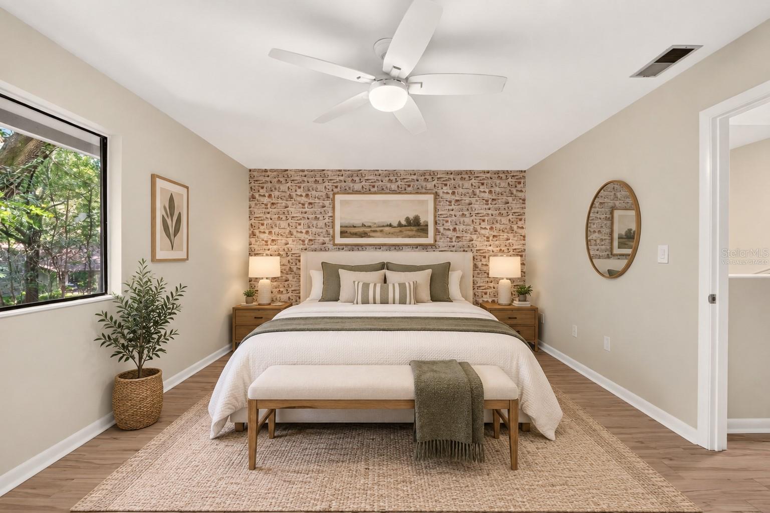 virtually staged primary bedroom