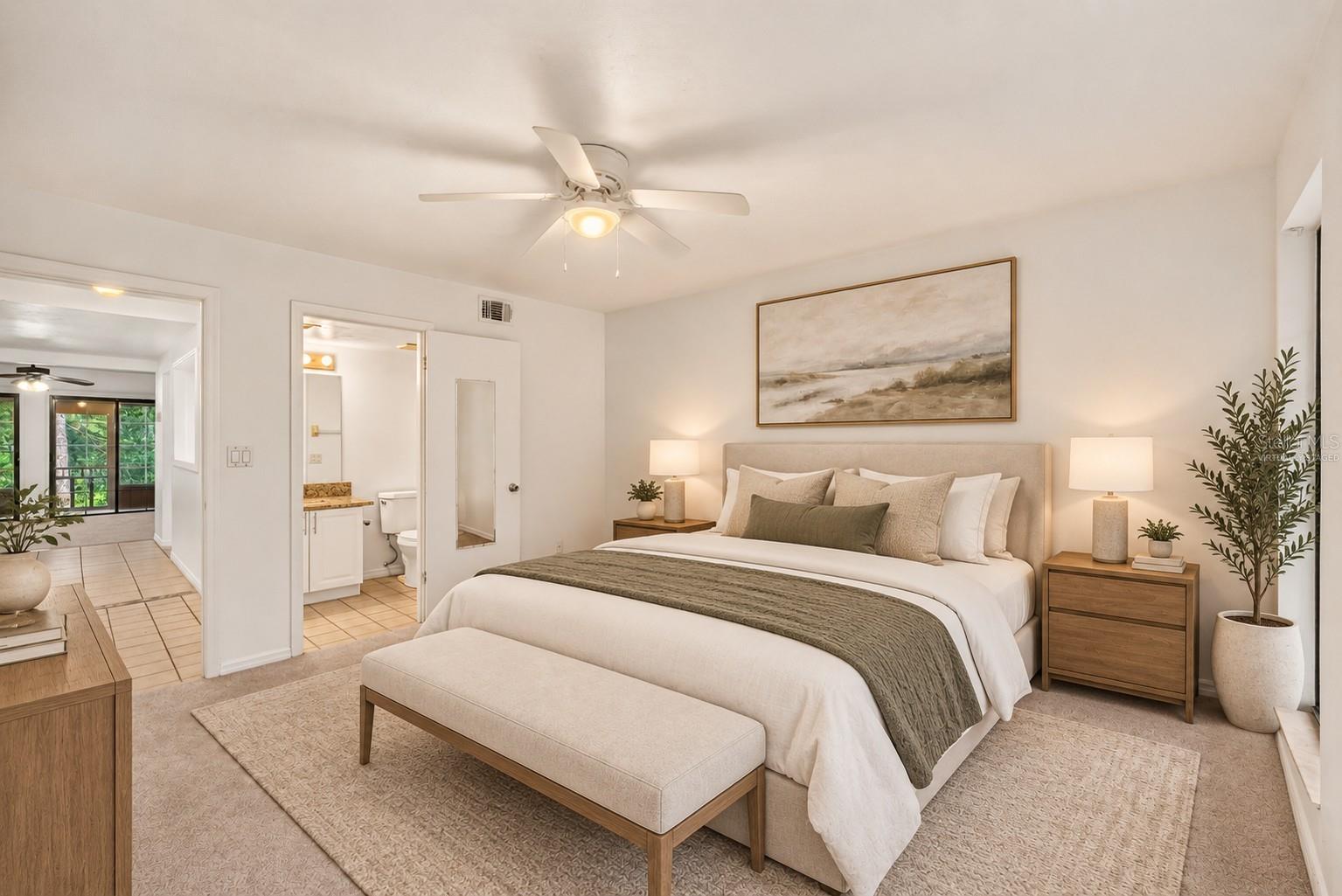 Primary Downstairs Bedroom - Virtually Staged