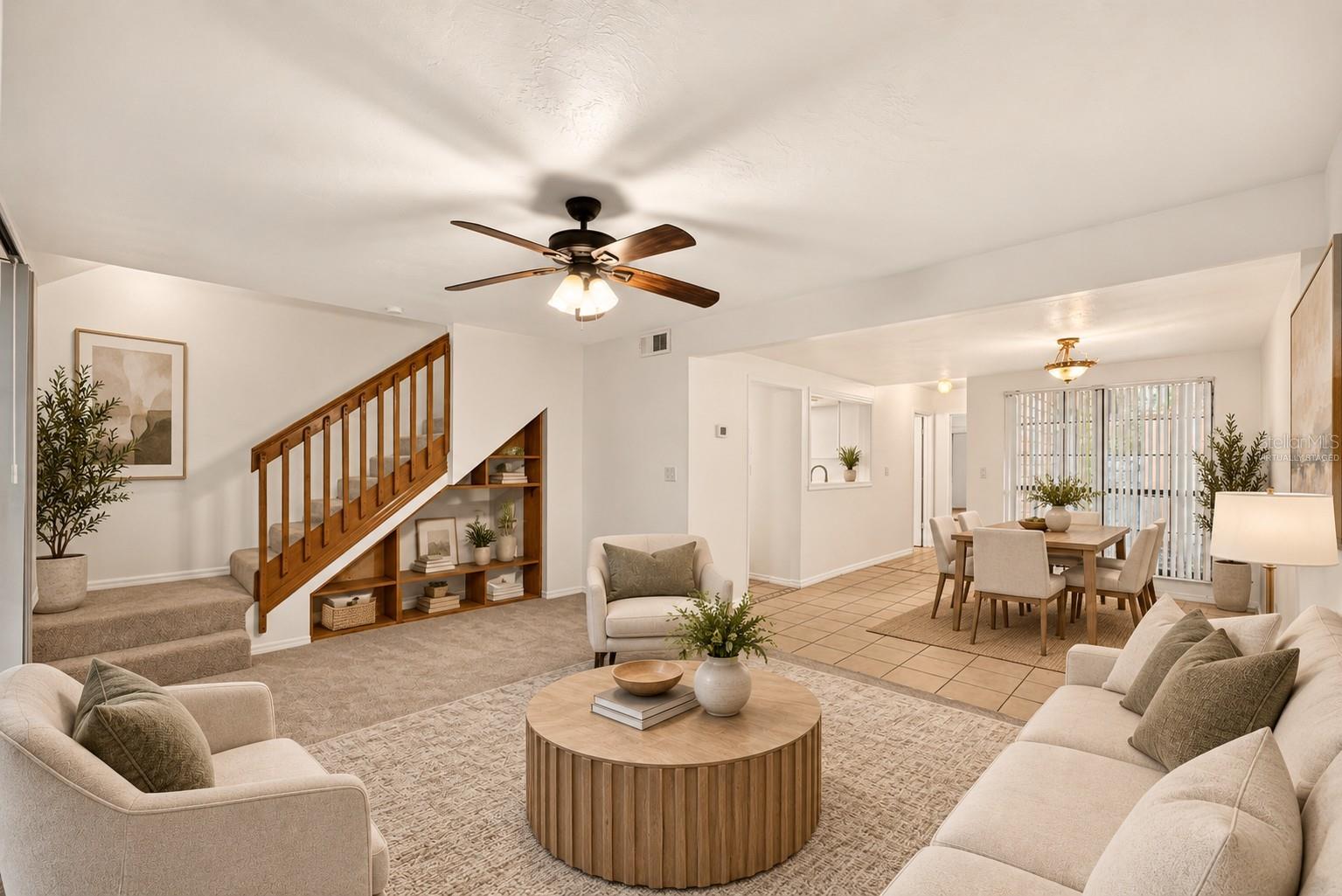 Dining Room and Living Room - Virtually Staged Dining Room and Living Room - Virtually Staged