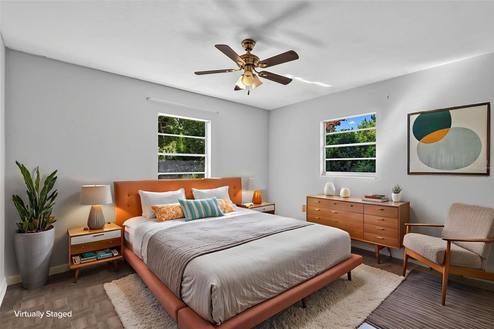 Virtually staged Primary Bed