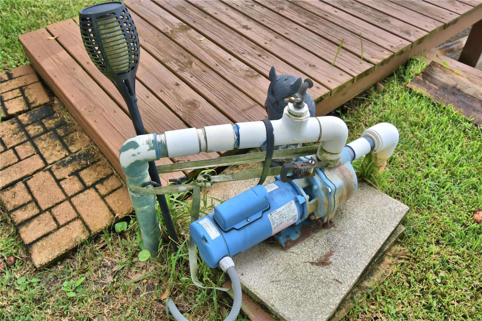Pump for yard irrigation out of the lake