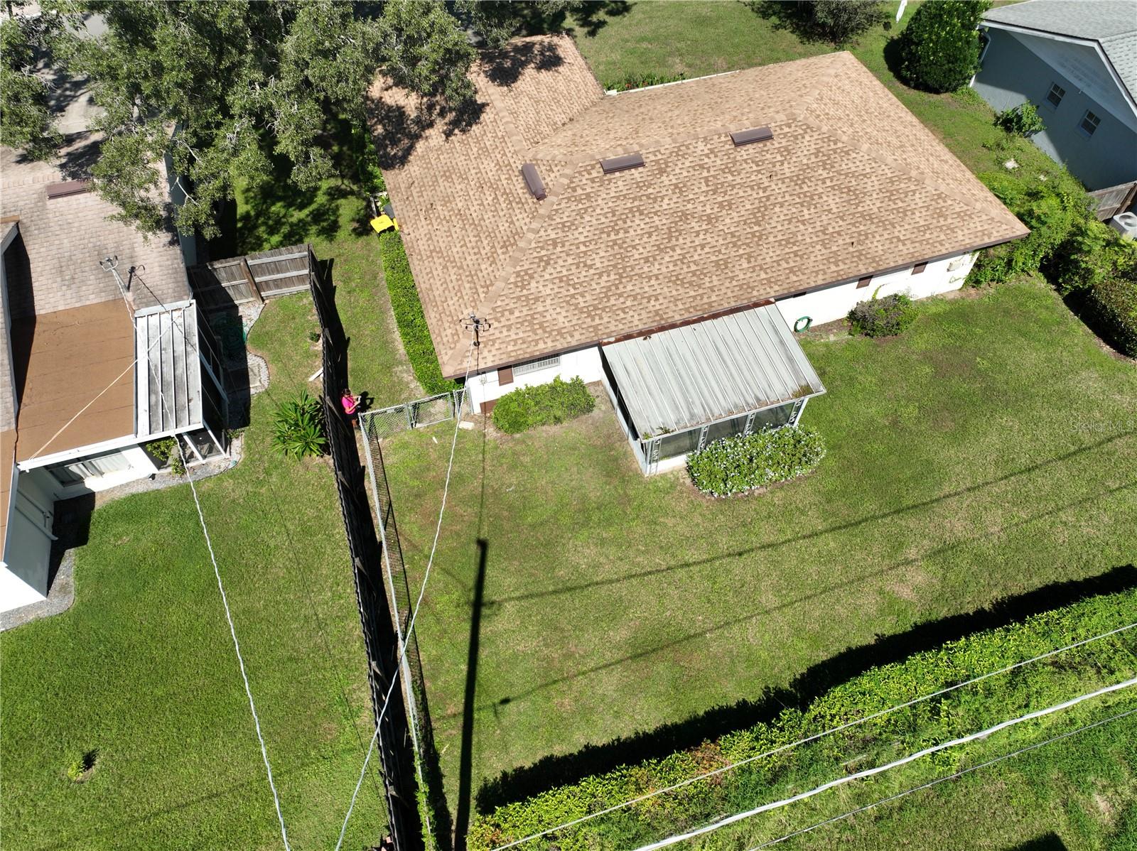 Aerial view of back yard