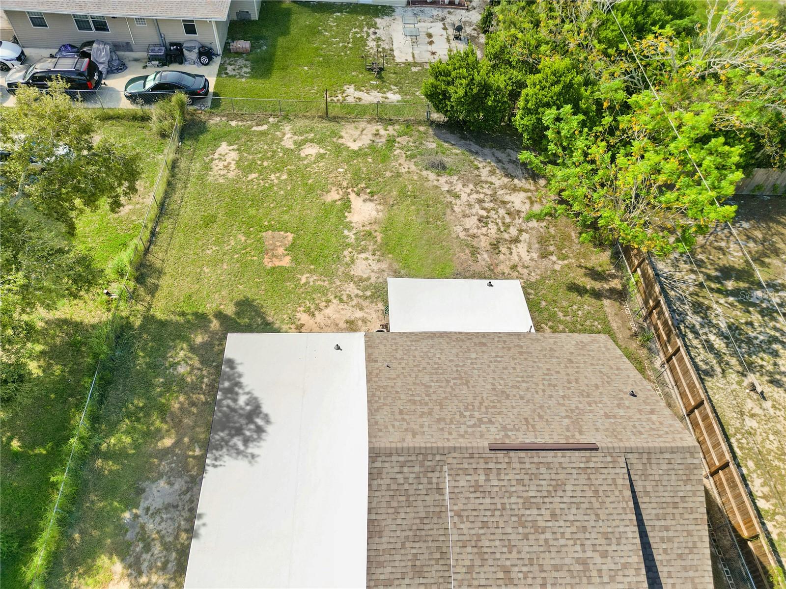 Aerial view of backyard