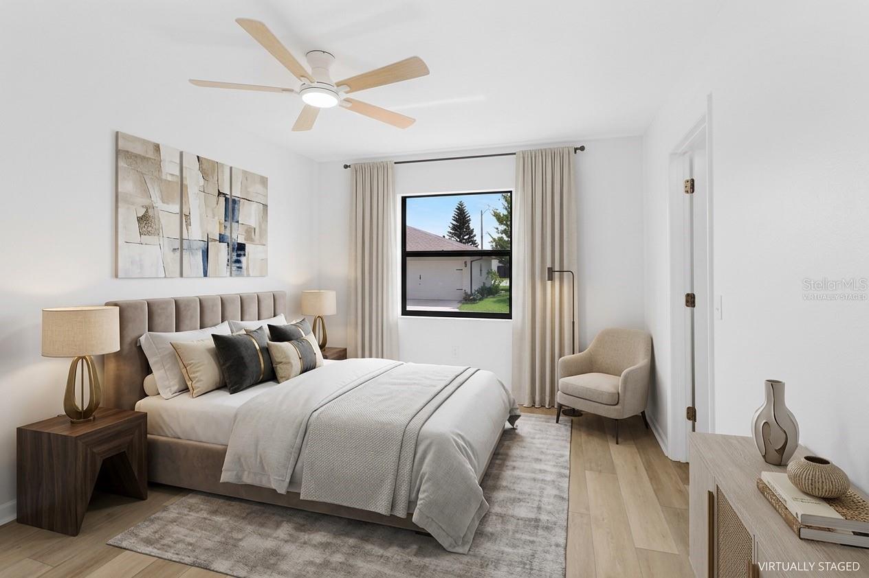 Virtually Staged. Second Bedroom. Bathroom connect to the right. Large Walk in closet to the left Virtually Staged. Second Bedroom. Bathroom connect to the right. Large Walk in closet to the left