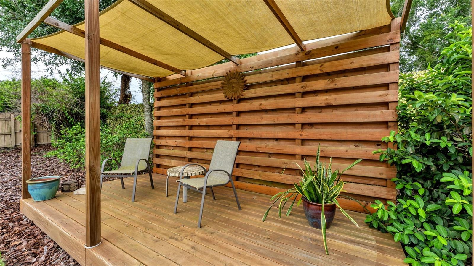 shaded covered deck retreat