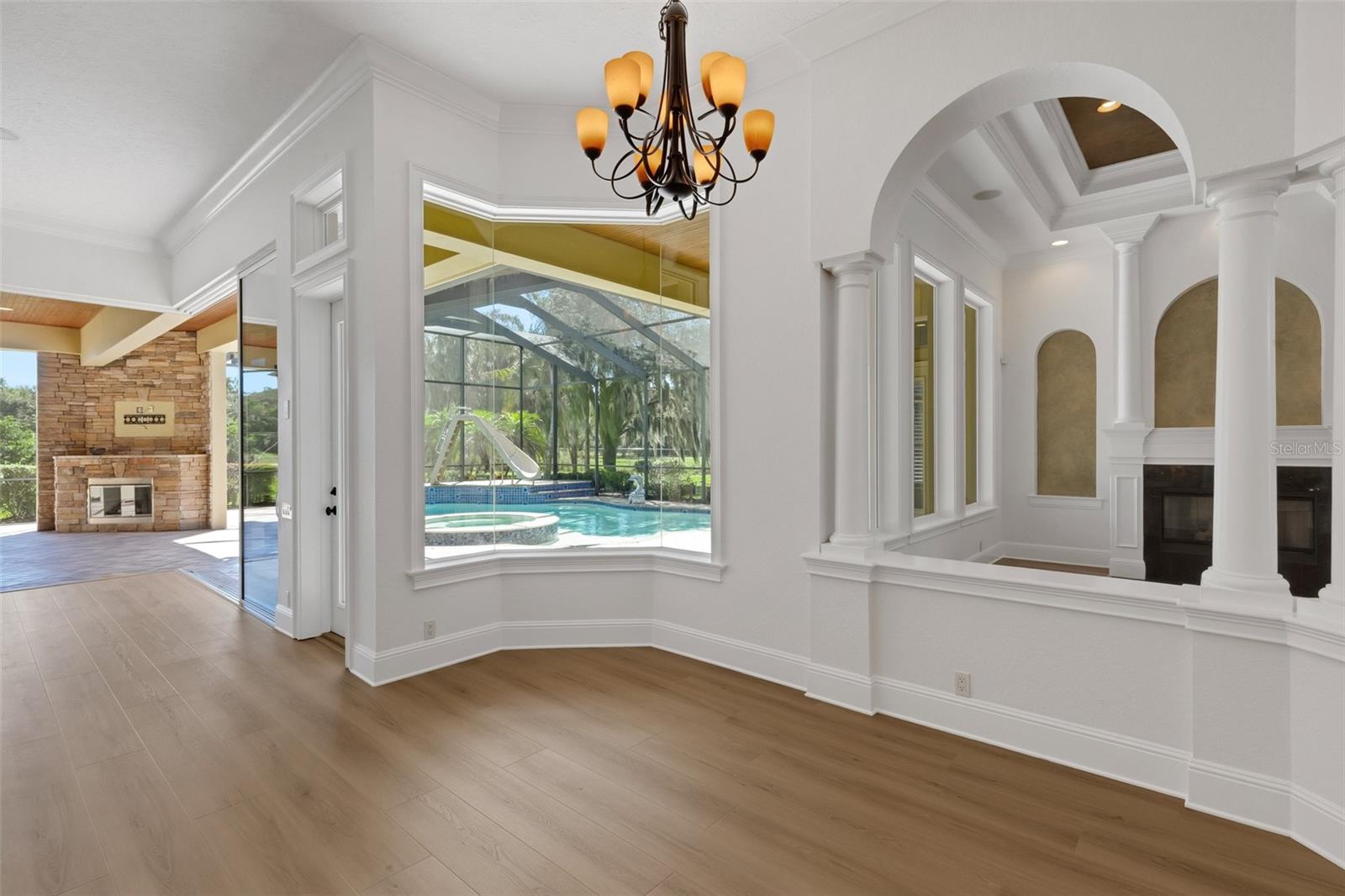 The casual dining area will accommodate a larger table fitting to the home's overall design purpose.
