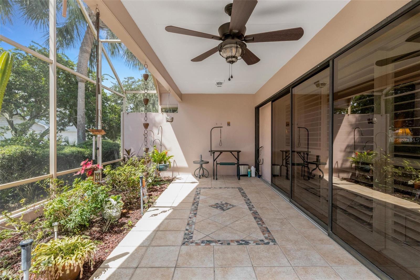 Now let's explore the unique rear courtyard with its two covered spaces.