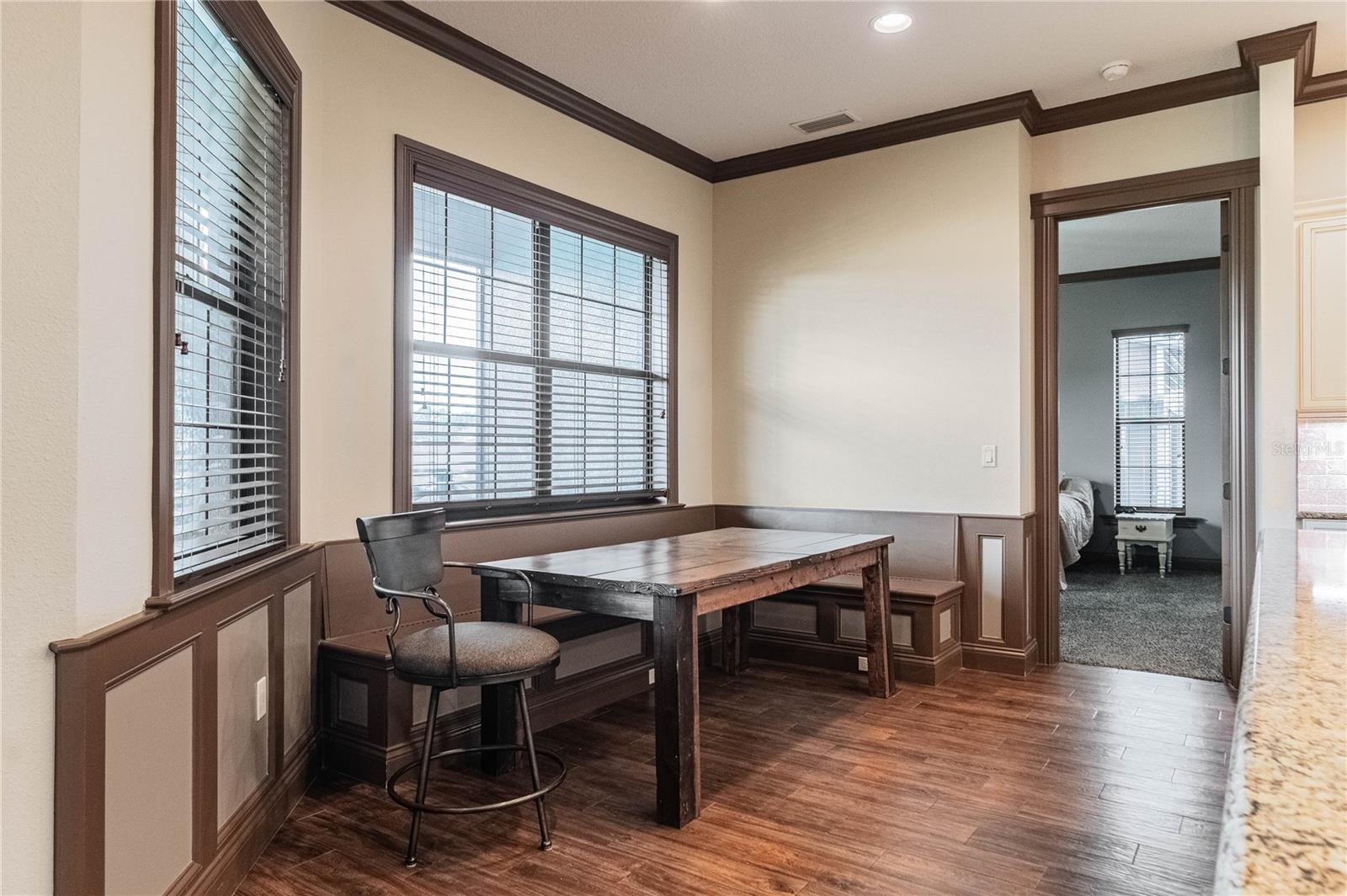 Dinette area with built in storage bench