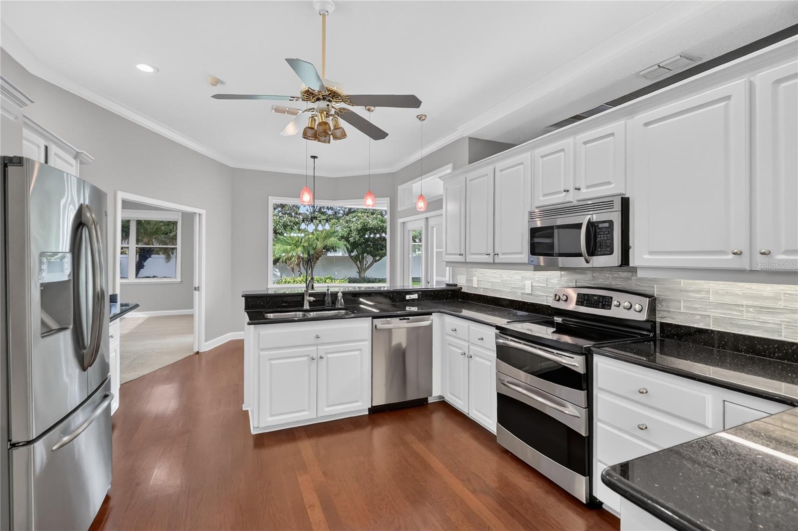 Kitchen view with plenty of storage