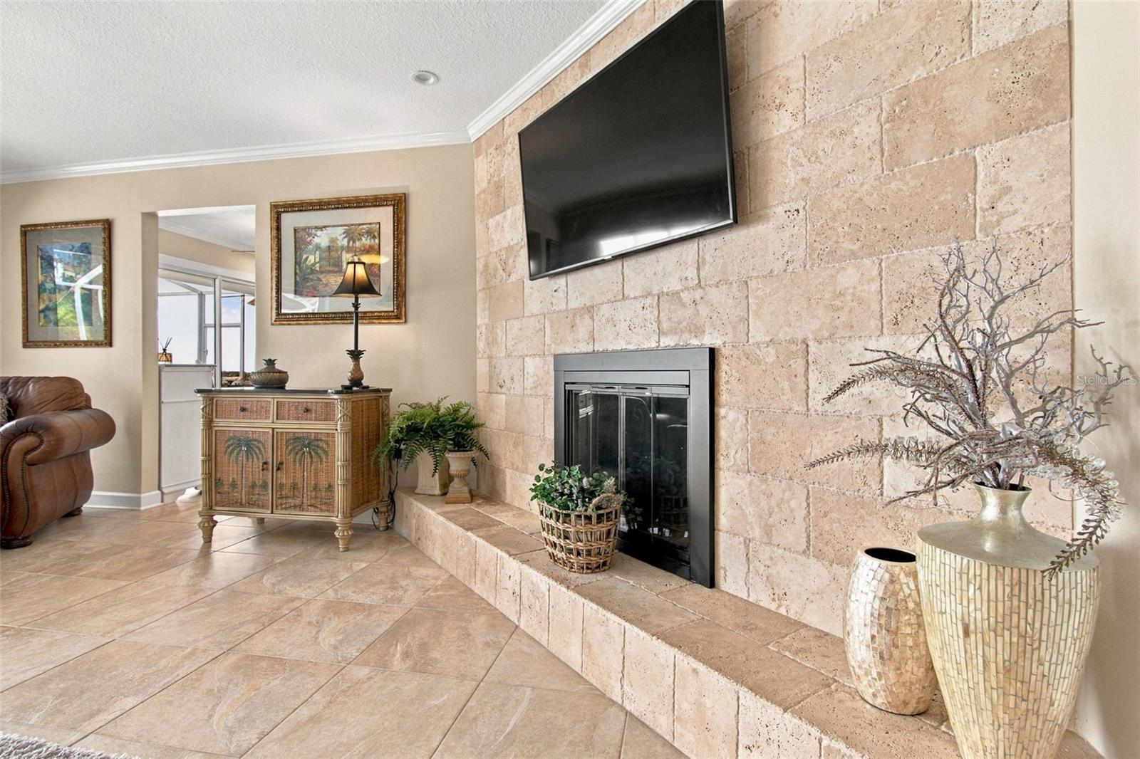 Family room - wood burning fireplace