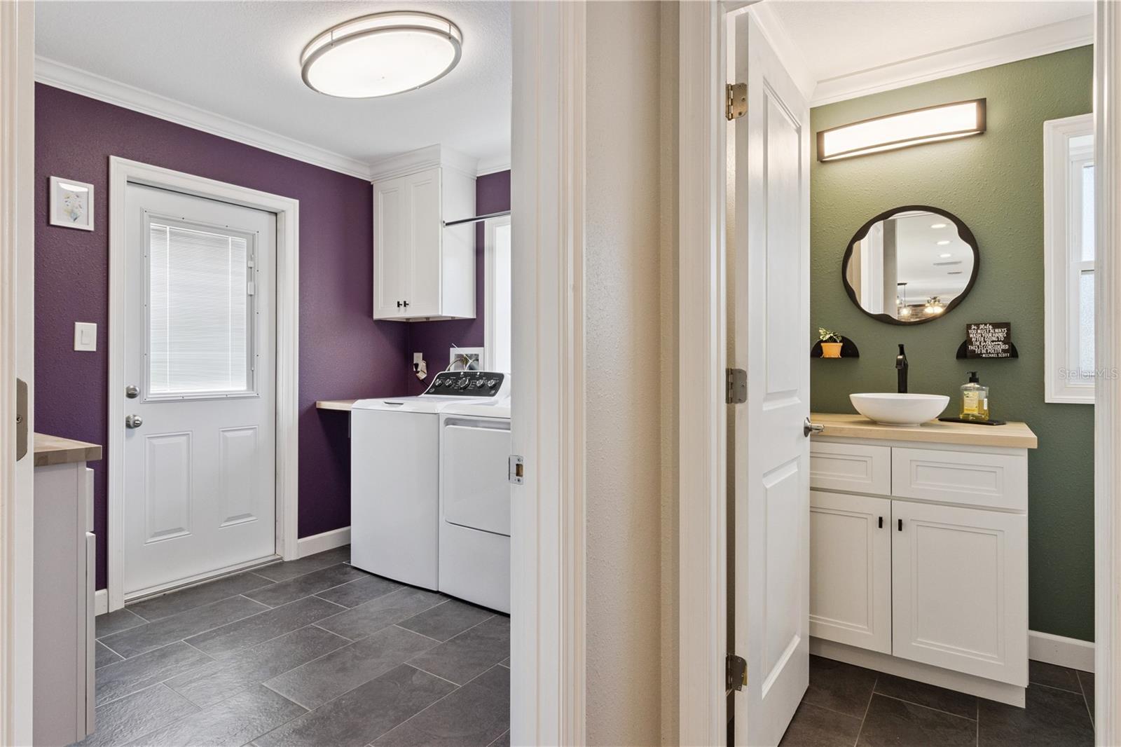 Laundry & Half bathroom off 2 Car Garage