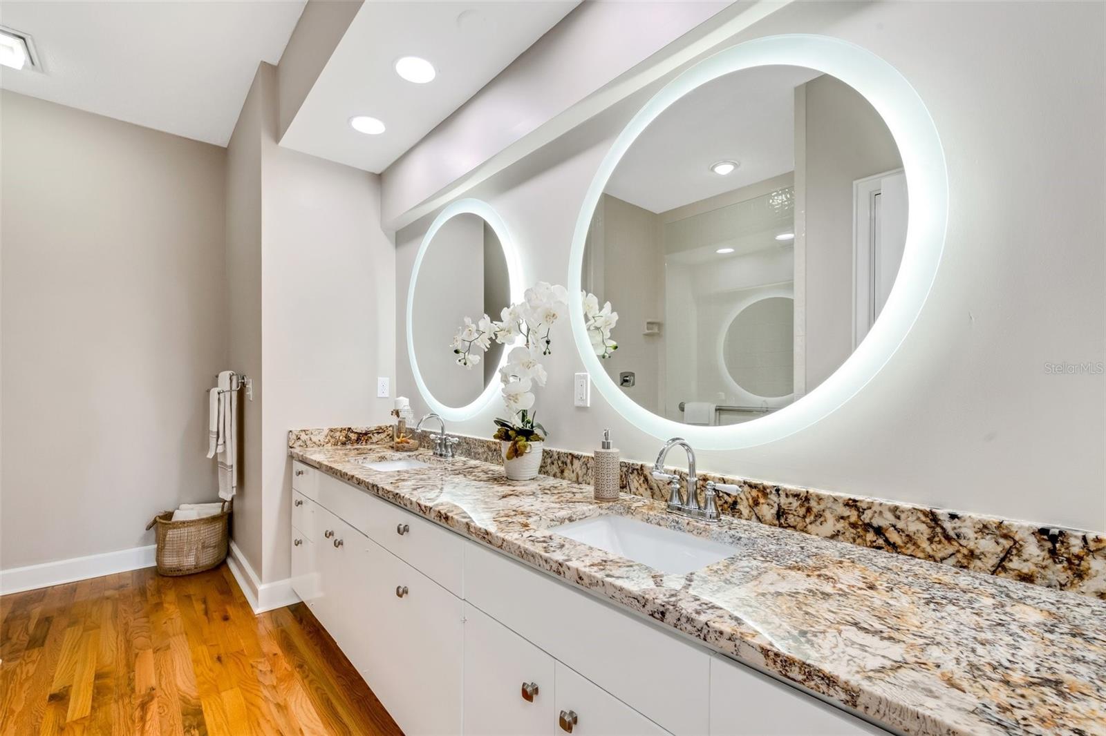 The Primary bathroom vanity area