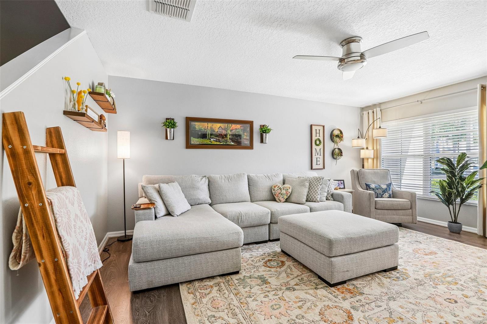 Large living room with natural light!