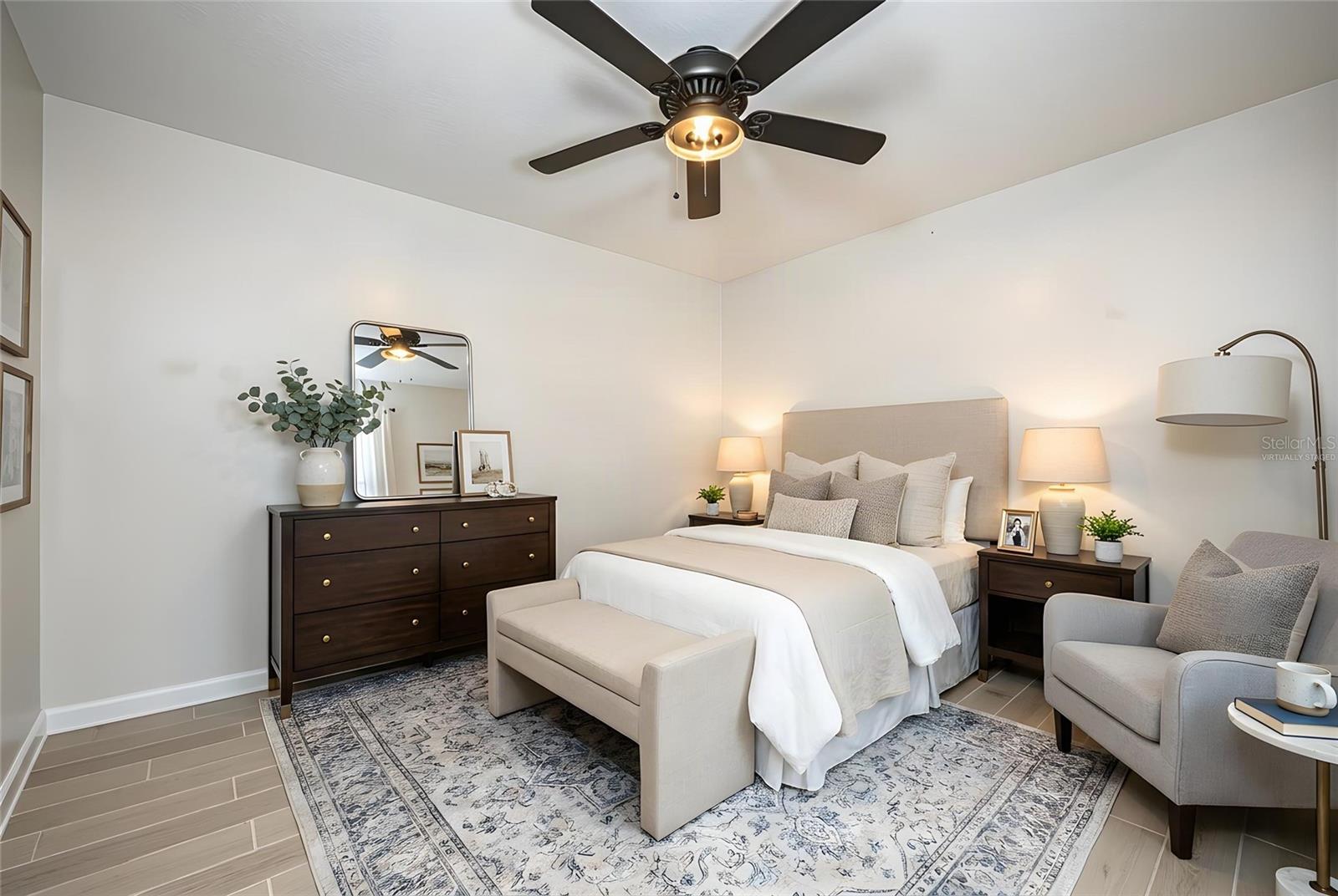 Virtually staged guest room