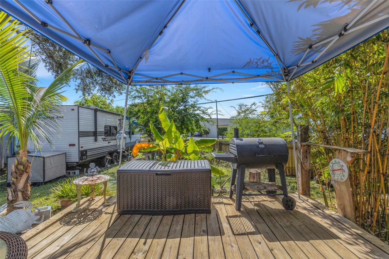 Back Wooden Deck with Cabana