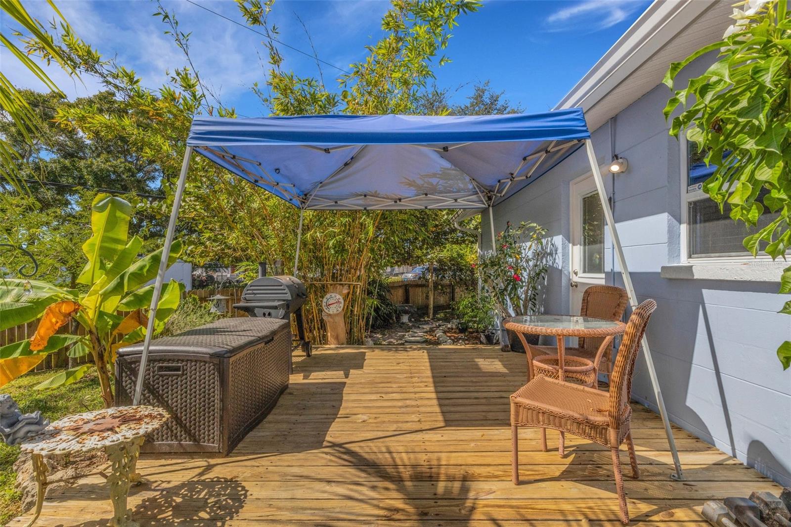 Back Wooden Deck with Cabana